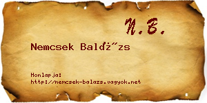 Nemcsek Balázs névjegykártya